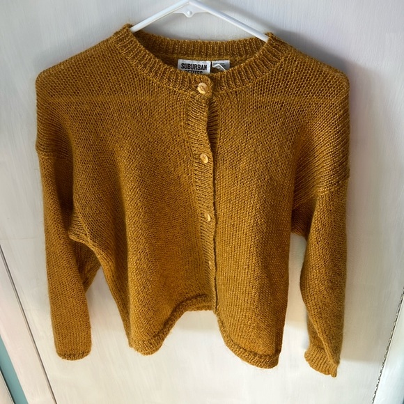 Mustard Yellow button down sweater from suburban petites - Picture 1 of 3